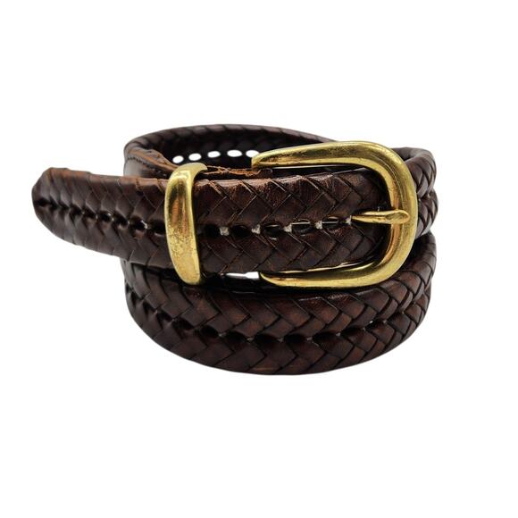 Coach Leather Woven Braided Brass Buckle Belt Size 38 - 5922 Unisex Classic - Picture 1 of 7